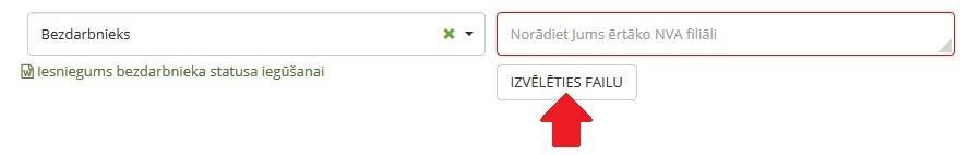 Poga "izvēlēties failu"