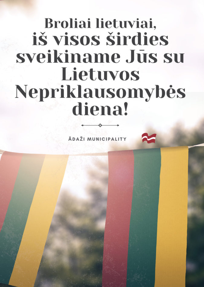 apsveikums Lietuvai viņu Neatkarības dienā